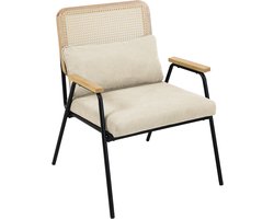 SVITA THEA loungestoel - rotan stoel retro stoel rotan crème