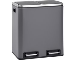 SVITA TM2X15 Afvalbak 30L - afvalscheidingssysteem afvalbak met compartimenten grijs