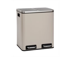 SVITA TM2X15 Afvalbak 30L - afvalscheidingssysteem afvalbak met compartimenten taupe
