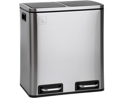 SVITA TM2X15 Afvalbak 30L - afvalscheidingssysteem afvalbak met compartimenten zilver