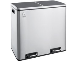 Svita TM2X24 Prullenbak - prullenbak 48L roestvrij staal pedaalemmer afvalbak recycling