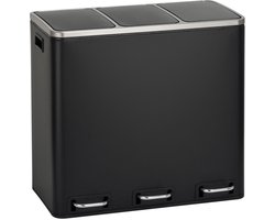Svita TM3X18 Prullenbak 54L - afvalbak afvalscheiding zwart