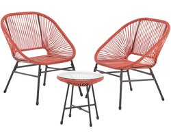 Svita Tulum balkonmeubels 3-delig - Tuinmeubelset Balkonstoelen met tafel Oranje