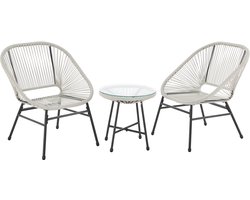 Svita Tulum balkonmeubels 3-delig - Tuinmeubelset Balkonstoelen met tafel Wit