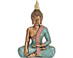 SVJ Deco Object Boeddha - 10x17x26 cm - Polyester - Turqoise