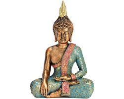 SVJ Deco Object Boeddha - 8x13x21 cm - Polyester - Turqoise