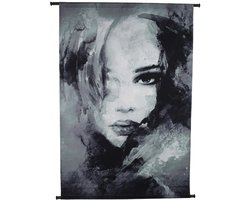 SVJ Vrouwengezicht Wanddecoratie - 105x136 cm - Velvet - Zwart/Wit