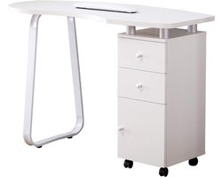 SVN® Manicure Tafel met Afzuiging - Nageltafel - Bureau -Met Lades Op Wielen Met Remmen - Wit - 56cm x 119cm x 75cm