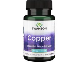 Swanson - Koper - 2mg - 300 Tabletten - Koperchelaat - Essentieel sporenmineraal