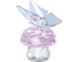 Swarovski Swarovski beeldje Paddenstoel en Vlinder 5750817 | Decoratiestuk roze kristal | Dromerig kleurrijk fonkelend kunstobject voor interieur