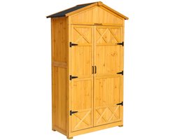 sweeek - 105 cm tuinhuisje in dennenhout, 6 opbergruimtes, b 105 x d 55,5 x h 178,5 cm