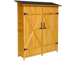 sweeek - 140 cm tuinhuisje in dennenhout, 4 opbergruimtes, b 140 x d 50 x h 162cm