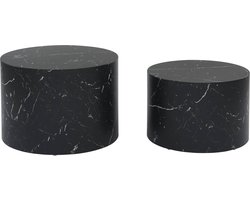 sweeek - 2 in elkaar schuifbare salontafels rond marmereffect ø58 x h 40cm / ø50 x h 33cm - paros