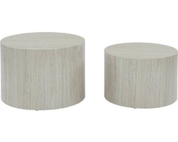 sweeek - 2 in elkaar schuifbare salontafels rond marmereffect ø58 x h 40cm / ø50 x h 33cm - paros