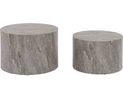 sweeek - 2 in elkaar schuifbare salontafels rond marmereffect ø58 x h 40cm / ø50 x h 33cm - paros