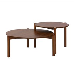 sweeek - 2 ronde bijzettafels, salontafel, houteffect ø 80 x 35 cm / ø 60 x 45 cm - harmony