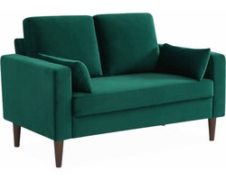 sweeek - 2-zitsbank met walnootkleurige rubberhouten poten en fluweel - bjorn