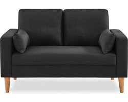 sweeek - 2-zitsbank vaste rechte houten poten en stof, scandinavische stijl - bjorn