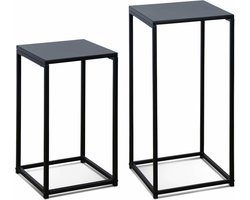 sweeek - 2x bijzettafel, 34x34x74cm / 30x30x54cm, industrielle