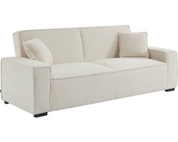 sweeek - 3-zits slaapbank in wit-crème boucléstof