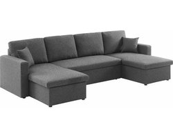 sweeek - 4-zits panoramische slaapbank van stof met opbergbox - urban