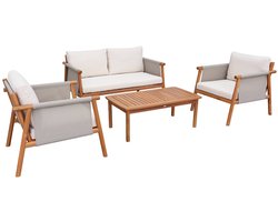 sweeek - Acaciahouten tuinset bankje salontafel en twee fauteuils voor buiten - koa