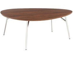 sweeek - Afgeronde driehoekige salontafel met houteffect en verchroomde poten - ezia