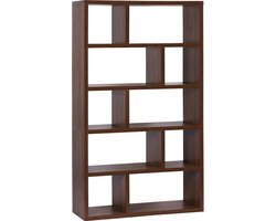 sweeek - Asymmetrische boekenkast van 5 niveaus met 10 vakken, b 111,2 x d 39 x h 190cm