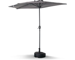 sweeek - Balkonparasol ø250cm – calvi – halve rechte parasol, centrale aluminium mast met opendraaikruk