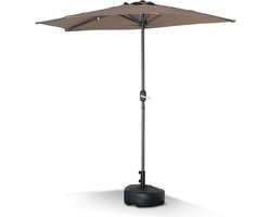 sweeek - Balkonparasol ø250cm – calvi – halve rechte parasol, centrale aluminium mast met opendraaikruk