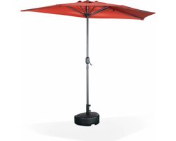 sweeek - Balkonparasol ø250cm – calvi – halve rechte parasol, centrale aluminium mast met opendraaikruk
