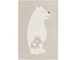 sweeek - Beige/crème kindertapijt, teddybeer tapijt, korte pool