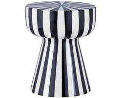 sweeek - Bijzettafel, nachtkastje, geëmailleerd staal gestreept ø34 x h41cm