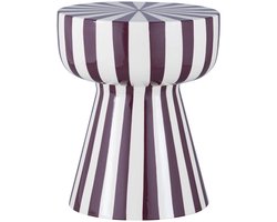 sweeek - Bijzettafel, nachtkastje, geëmailleerd staal gestreept ø34 x h41cm