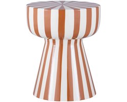 sweeek - Bijzettafel, nachtkastje, geëmailleerd staal gestreept ø34 x h41cm