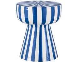 sweeek - Bijzettafel, nachtkastje, geëmailleerd van staal gestreept ø34 x h41cm - ziggy