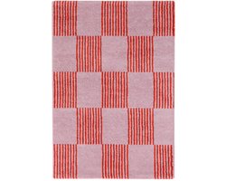 sweeek - Binnen tapijt in rood en roze dambordpatroon, verschillende afmetingen - fergew