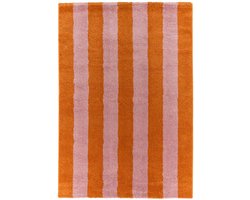 sweeek - Binnen vloerkleed met oranje en roze strepen - pablo