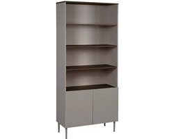 sweeek - Boekenkast 4 open niveaus en 2 gesloten met 2 deuren metaal en houtdecor - ashton