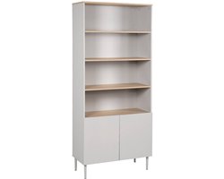 sweeek - Boekenkast 4 open niveaus en 2 gesloten met 2 deuren metaal en houtdecor - ashton