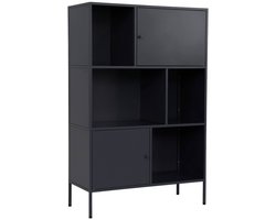 sweeek - Boekenkast met 6 vakken en 2 deurtjes van metaal, industrieel - oklahoma