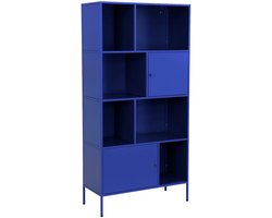 sweeek - Boekenkast met 8 vakken en 2 deurtjes van metaal, industrieel - oklahoma