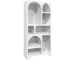 sweeek - Boekenkast met 8 vakken houtdecor organische asymmetrische kast 80cm - thessa