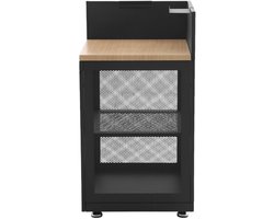 sweeek - Buitenkeuken hoekmodule 1 plank 2 kleine plankjes staal en houtdecor l60cm - milos