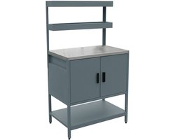 sweeek - Buitenkeukenmodule met 2 deuren en 2 hangende planken staal 80x51x142cm - naxos