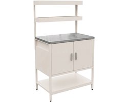 sweeek - Buitenkeukenmodule met 2 deuren en 2 hangende planken staal 80x51x142cm - naxos