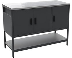 sweeek - Buitenkeukenmodule met 3 deuren en 1 plank staal 120x51x87,5 cm - naxos
