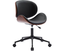 sweeek - Bureaustoel met wielen, gebogen hout en kunstlederen afwerking