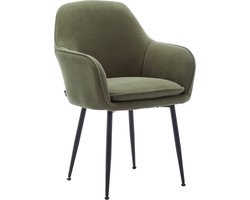 sweeek - Corduroy fauteuil met matzwarte metalen poten, b 57 x d 59 x h 84,5