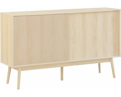 sweeek - Dressoir 2 schuifdeuren houtdecor deels gegroefd 150cm - linear